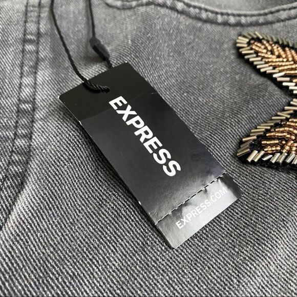 NWT Super High Waist Beaded Side Slim Jeans express Womens pants leggings sequin - Picture 16 of 16